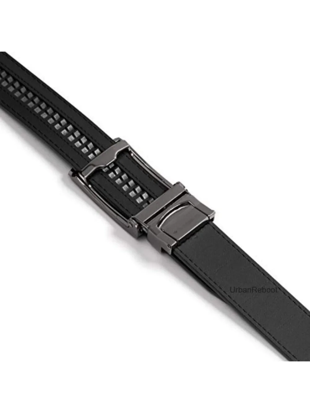 Men's No-Holes Ratchet Belt Adjustable Vegan Leather Faux Leather